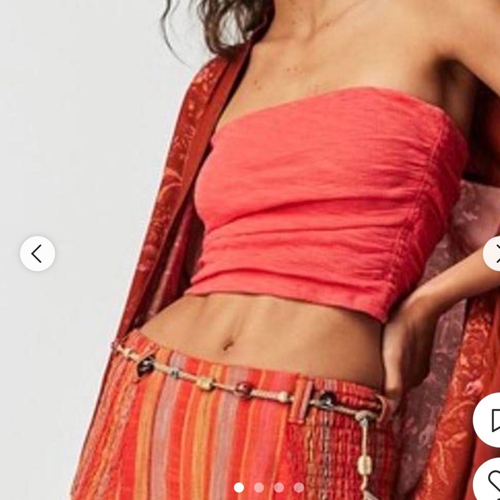 ✨ Free People Boulevard Ruched Tube Top | Coral | Strapless Crop| Size S ✨